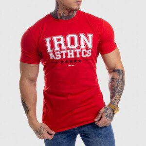 Pánské fitness tričko Iron Aesthetics VARSITY, červené