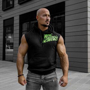 Pánská fitness mikina Iron Aesthetics Cut Off, black & neon green