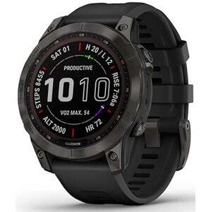 Hodinky Garmin fenix 7 PRO Sapphire Solar, Titan Carbon Gray DLC/ Black Silicone Band