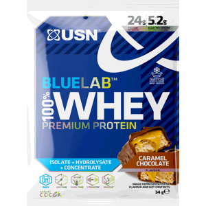Proteinové prášky USN BlueLab Whey Protein - vzorek čokoláda s karamelem 34g