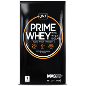 Proteinové prášky QNT PRIME WHEY- 100 % Whey Isolate & Concentrate Blend 30 g Cookies & Cream