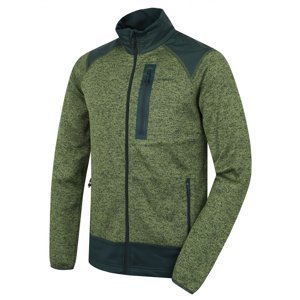 Husky Alan M XL, zelená/černozelená Pánský fleecový svetr na zip