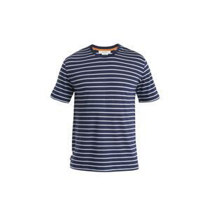 ICEBREAKER Mens Merino Drayden SS Tee Stripe, Midnight Navy/Snow velikost: L