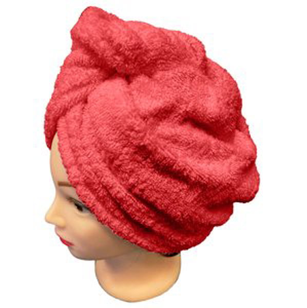 Chanar s.r.o Rychleschnoucí froté turban na vlasy, červený