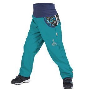Unuo, Dětské softshellové kalhoty s fleecem, Sv. Smaragdová, Pejsci Velikost: 116/122 dětské kalhoty