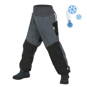 Unuo, Dětské softshellové oteplovačky s fleecem, Černá, Žíhaná Antracitová Velikost: 116/122 dětské kalhoty