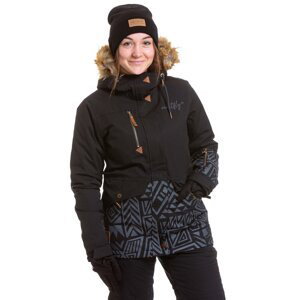 Meatfly dámská SNB & SKI bunda Athena Premium Black/Dancing Shapes | Černá | Velikost XS