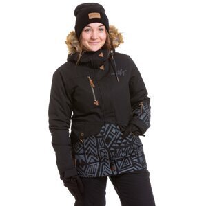 Meatfly dámská SNB & SKI bunda Athena Premium Black/Dancing Shapes | Černá | Velikost S