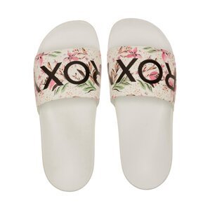 Roxy dámské pantofle Slippy II White/Crazy Pink Print | Bílá | Velikost 8 US