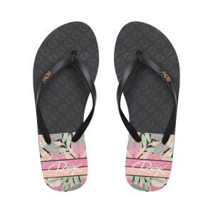 Roxy dámské žabky Viva Printed Black/Pink/Soft Lime | Černá | Velikost 8 US