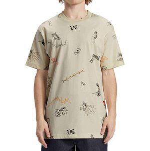 Dc shoes pánské tričko Scribble Birch Scribble Print | Písková | Velikost L | 100% bavlna