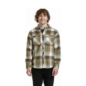 Meatfly pánská košile Woody Premium Green / Brown | Zelená | Velikost XL | 100% bavlna