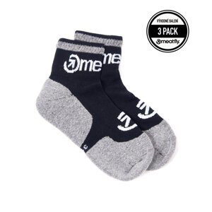 Meatfly ponožky Logo Middle Socks - Triple pack A – Grey | Šedá | Velikost M