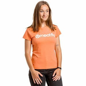Meatfly dámské tričko Ladies MF Logo Coral | Oranžová | Velikost XS | 100% bavlna