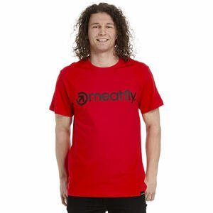 Meatfly pánské tričko MF Logo Bright Red | Červená | Velikost S | 100% bavlna