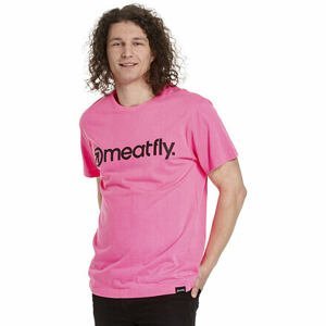 Meatfly pánské tričko MF Logo Neon Pink | Růžová | Velikost XXS | 100% bavlna