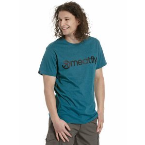 Meatfly pánské tričko MF Logo Petrol Heather | Modrá | Velikost XXXL