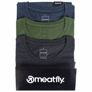 Meatfly balení pánských triček Basic Multipack Charcoal Heather/Olive/Navy Heather | Šedá | Velikost XS