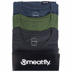 Meatfly balení pánských triček Basic Multipack Charcoal Heather/Olive/Navy Heather | Šedá | Velikost L