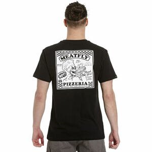 Meatfly pánské tričko Pizza Black | Černá | Velikost XS | 100% bavlna