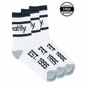 Meatfly ponožky Long Triple Pack White | Bílá | Velikost S