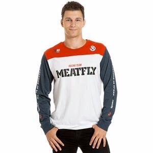 Meatfly pánské tričko s dlouhým rukávem Judgement Navy Heather/Bright Red/White | Modrá | Velikost XXL