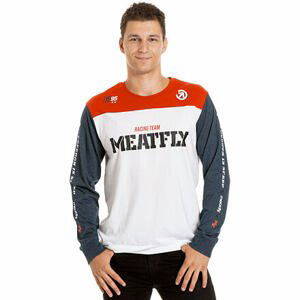 Meatfly pánské tričko s dlouhým rukávem Judgement Navy Heather/Bright Red/White | Modrá | Velikost XXXL