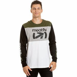 Meatfly pánské tričko s dlouhým rukávem Judgement White/Grey Heather/Olive/Black | Bílá | Velikost XXL