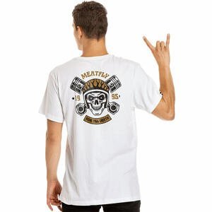 Meatfly pánské tričko Ride Till Death White | Bílá | Velikost S | 100% bavlna
