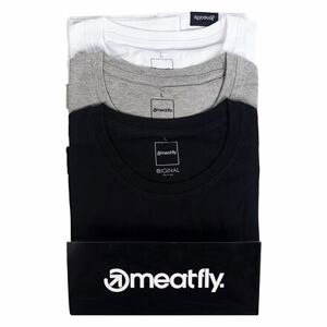 Meatfly balení pánských triček MF Logo Multipack Black/Grey Heather/White | Černá | Velikost L | 100% bavlna