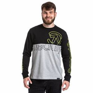 Meatfly pánské tričko s dlouhým rukávem Judgement Lime Logo / Black / Grey Heather | Zelená | Velikost L