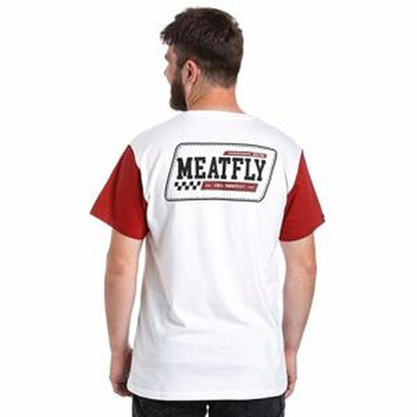 Meatfly pánské tričko Racing White / Dark Red | Bílá | Velikost S