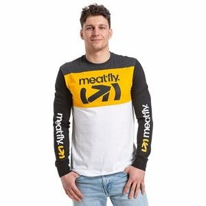 Meatfly pánské tričko s dlouhým rukávem Judgement Yellow/White | Žlutá | Velikost L