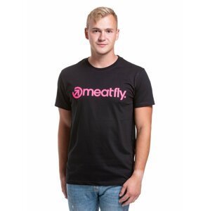 Meatfly pánské tričko s krátkým rukávem Joe Black/Pink Neon | Černá | Velikostob M | 100% bavlna