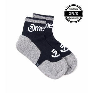 Meatfly ponožky Logo Middle Socks - Triple pack A – Grey | Šedá | Velikost S