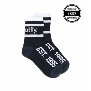 Meatfly ponožky Basic Long Socks - Triple pack A – Black | Černá | Velikost S