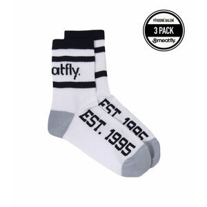 Meatfly ponožky Basic Long Socks - Triple pack B – White | Bílá | Velikost M