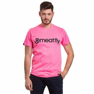 Meatfly tričko Logo 20 D - Neon Pink | Velikost L