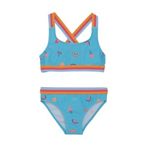 Dívčí plavky COLOR KIDS-Bikini W. Contrast Straps, AOP-7452-River Blue
