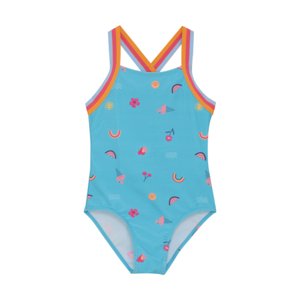 Dívčí plavky COLOR KIDS-Swimsuit W Elastic Straps, AOP-7452-River Blue