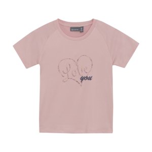 Dívčí turistické tričko s krátkým rukávem COLOR KIDS-Girls T-shirt W. Print -S/S-5077-Coral Blush