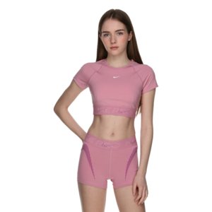 Dámské tréninkové triko s krátkým rukávem NIKE PRO-W NP DF SS CROP TOP TT GX-699-Pink