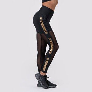 Dámské legíny Intense Gold Mesh Black S - NEBBIA