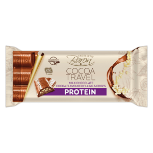 Proteinová mléčná čokoláda Cocoa travel 90 g čokoláda a křupky - Baron