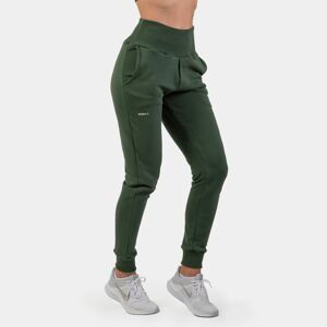 Dámské tepláky High Waist Loose Fit Dark Green S - NEBBIA