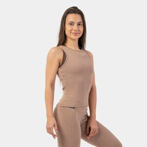 Dámské tílko Tank Top Ribbed Organic Cotton Brown M - NEBBIA