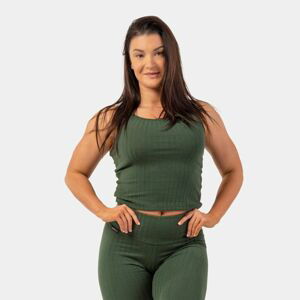 Dámské tílko Tank Top Ribbed Organic Cotton Dark Green M - NEBBIA