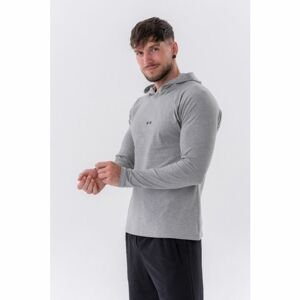 Pánské tričko Long-Sleeve Hoodie Light Grey XL - NEBBIA
