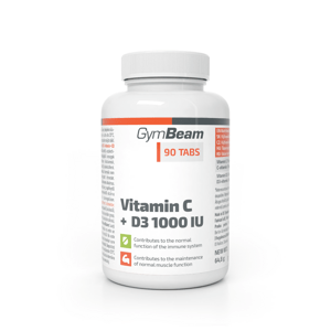 EXP 12/23 Vitamín C + D3 1000 IU - GymBeam 90 tablet