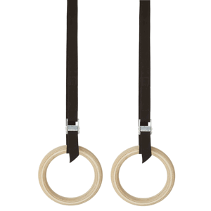 Gymnastické kruhy Typ kruhů: Standardní, Povrchová úprava: Lakované, Velikost  a barva popruhů: 35 mm, 5 m černé